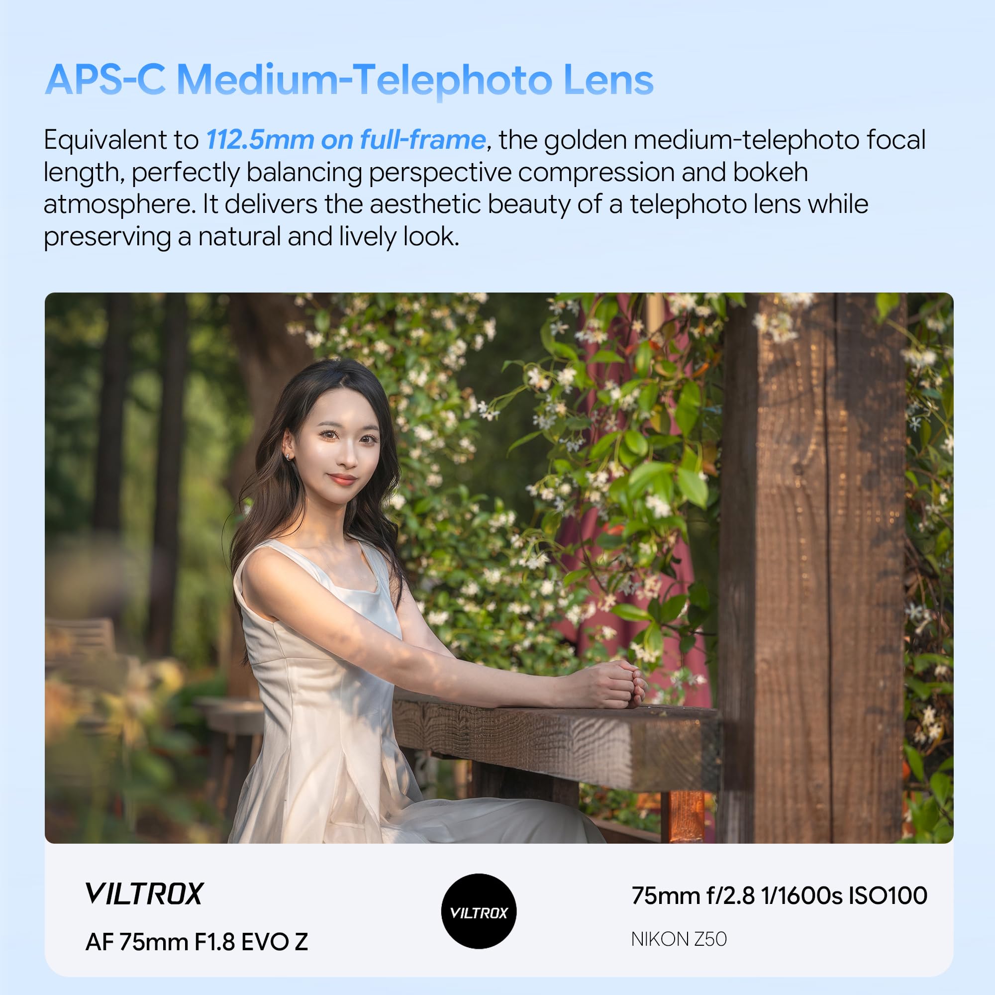 VILTROX AF 75mm F1.8 Evo APS-C Objectif à Mise au Point Automatique à Focale Fixe avec Grande Ouverture, Lentille Portrait pour Appareils Photo sans Miroir (pour Sony E)