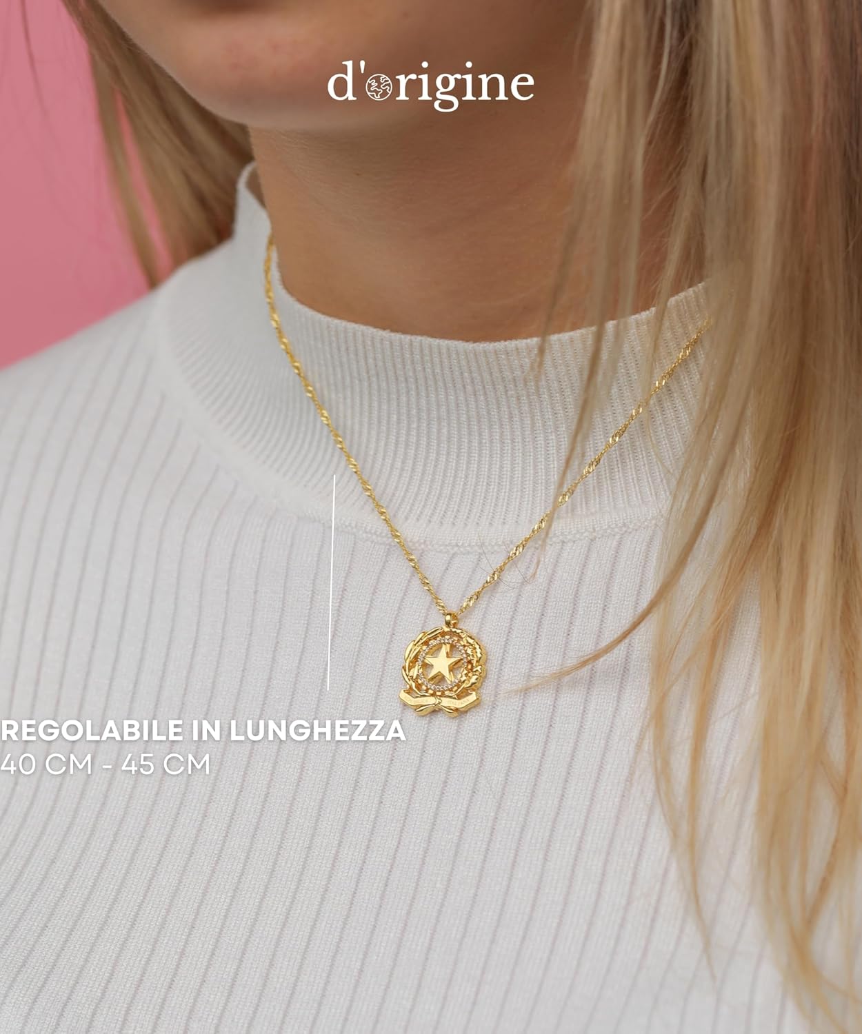 D'origine Collana Donna Con Stemma Italia - Ottone Di Qualità - 5