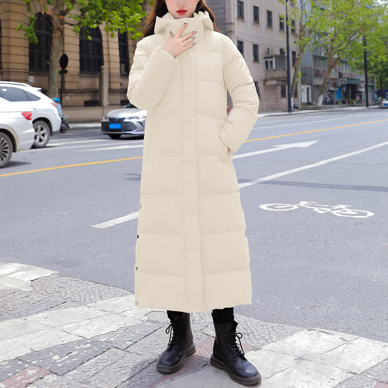 Giacca Invernale Donna Lunga Giacca Donna Cappotti Invernali Caldi Da Tinta Unita Cappotto Elegante Alla In Cotone Addensato Trapuntato Piumino Lungo Da Cappottino Invernale