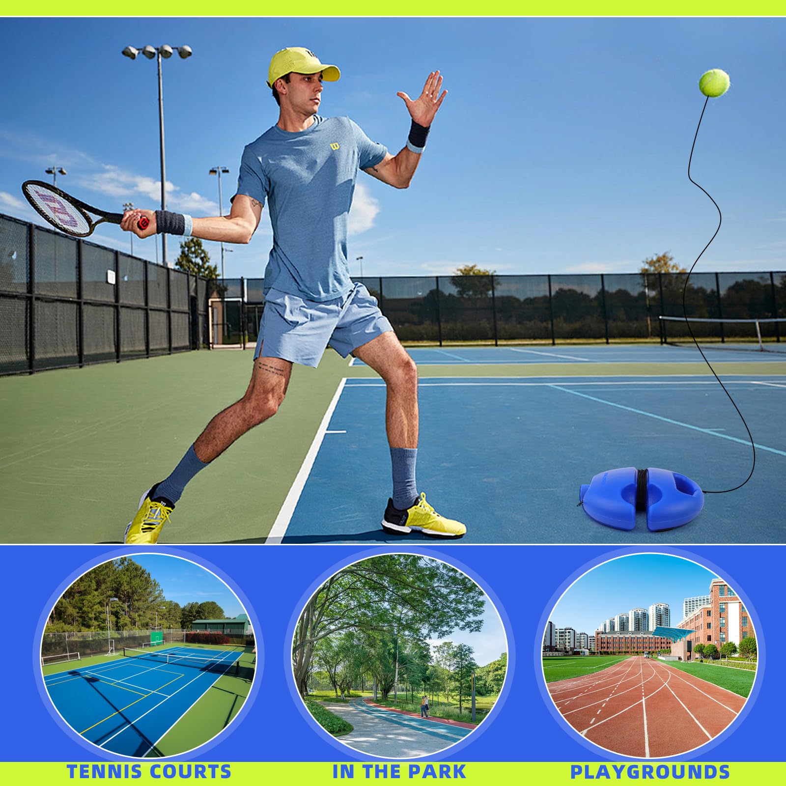 Allenatore Tennis Con Rimbalzo - Per Principianti E Adulti, Con Base Riempibile E Palla - Foto 4