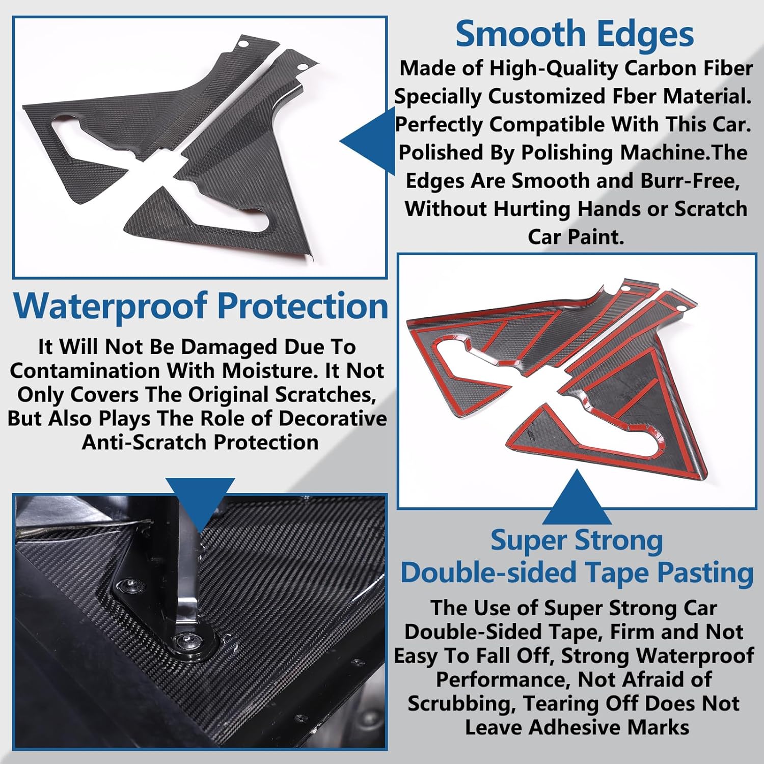 Engine Bay Panel Cover Trim Compatible with Chevrolet Corvette C8 2020-2024,Dry Carbon Fiber Engine Cover Hood Panel Shock Gas Lift Strut Base Trim Interior Accessories (Black Carbon)