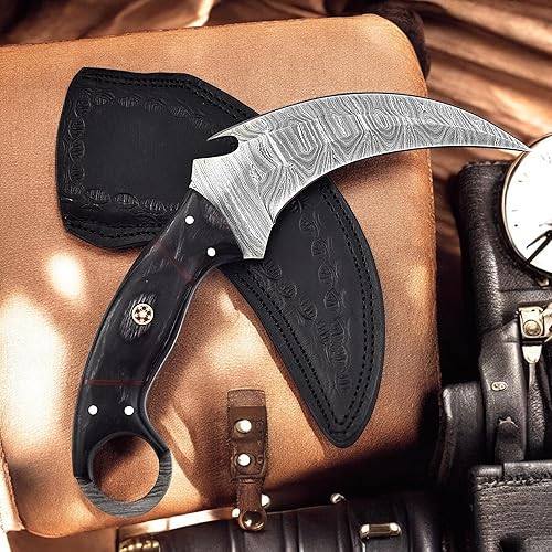 Miniatura 13 de Poshland - Cuchillo nórdico Viking de Odin Raven de 10.3 pulgadas - Hoja de acero al carbono forjada a mano de 6.5 pulgadas, empuñadura de cabeza