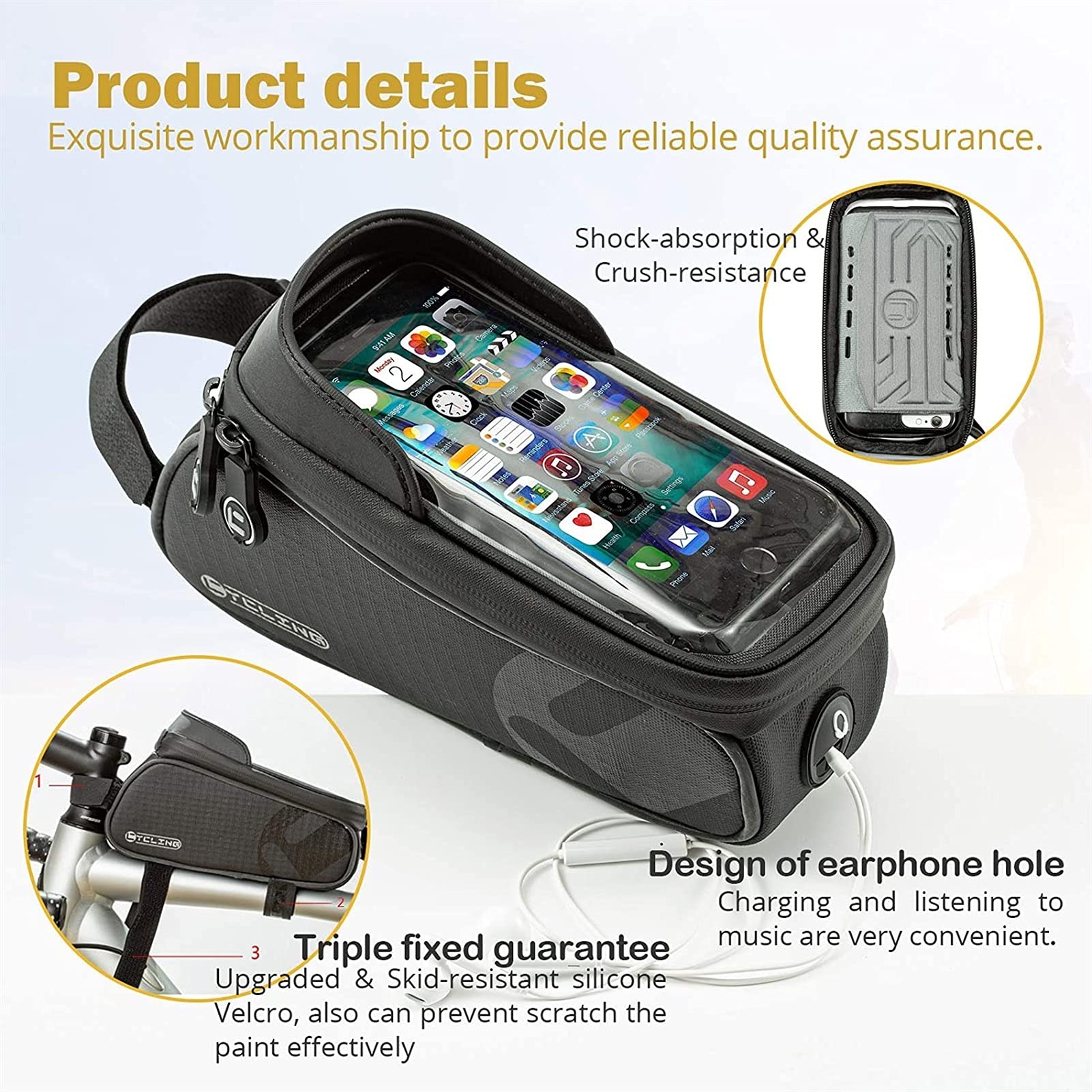 Amazon.co.jp: SSDD 自転車袋、自転車のトップチューブバッグ