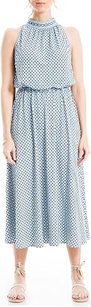 Max Studio Womens Sleeveless Midi Smocked Dress