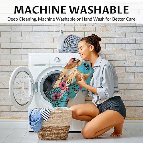 Miniatura 5 de Manta de Golden Retriever personalizada con nombre, 30 x 40 pulgadas, bonita manta para mujeres y niñas, manta de felpa suave y mullida azul para