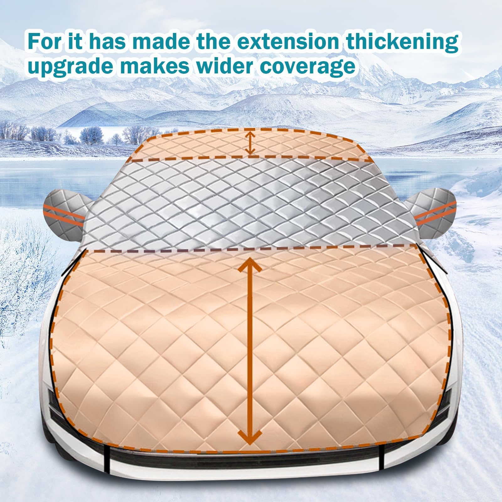 Winter Autohoes Met Magneten – Voorruitafdekking Voor Auto En SUV, Reflecterende Strepen, Beschermt Tegen Ijs, Sneeuw En Zon (259 X 114 X 142 Cm)