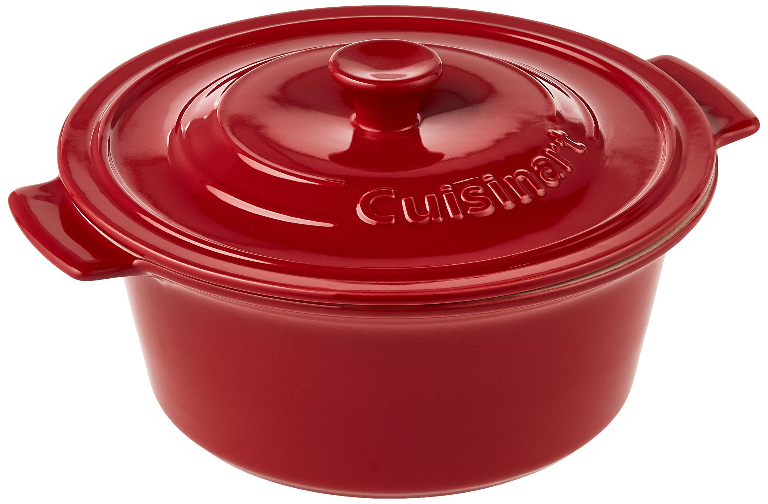 Cuisinart Chef's Classic Ceramic Bakeware-3 Quart Round Covered Baker, Red