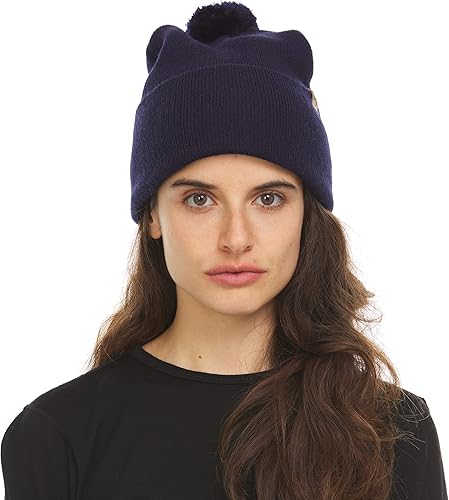 Miniatura 2 de Minus33 - Gorro de punto de peso medio para uso diario, 100% lana merina, gorro de invierno con pompones