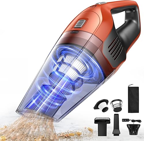 Aspiradora de mano inalámbrica, 8000 Pa de succión fuerte con batería recargable de 25 a 30 minutos de tiempo de funcionamiento, ligera aspiradora