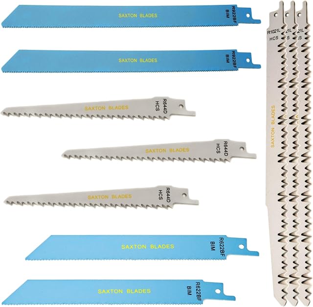 RPR10MX Saxton 10 Blade Reciprocating Sabre Saw Combo Wood & Metal fits Bosch, Dewalt Makita