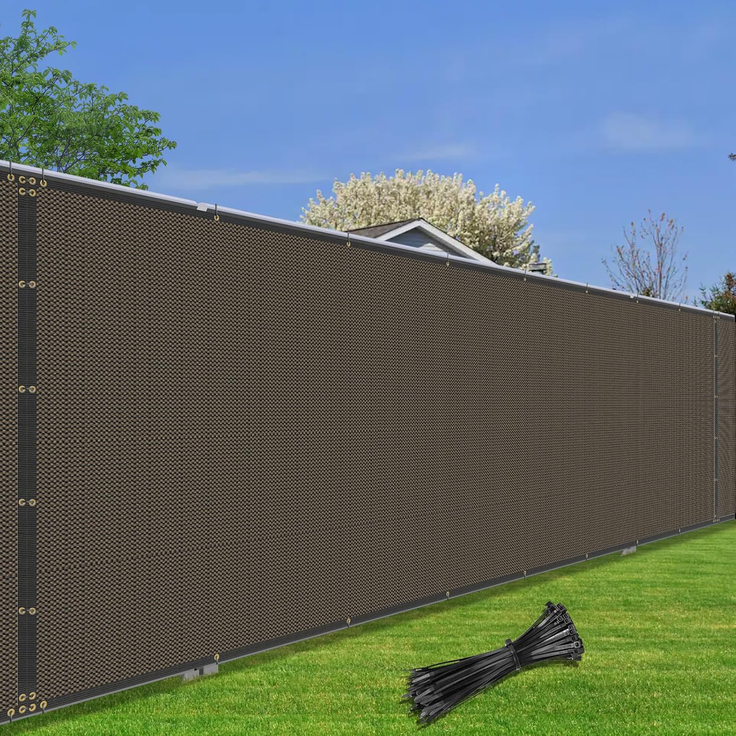 Coarbor 6' x 50' Fence Privacy Screen Heavy Duty Windscreen Fencing Mesh Shade Net Cover with Reinforced Bindings & Rustproof Grommets for Outdoor Patio, Balcony, Pool Deck, Brown