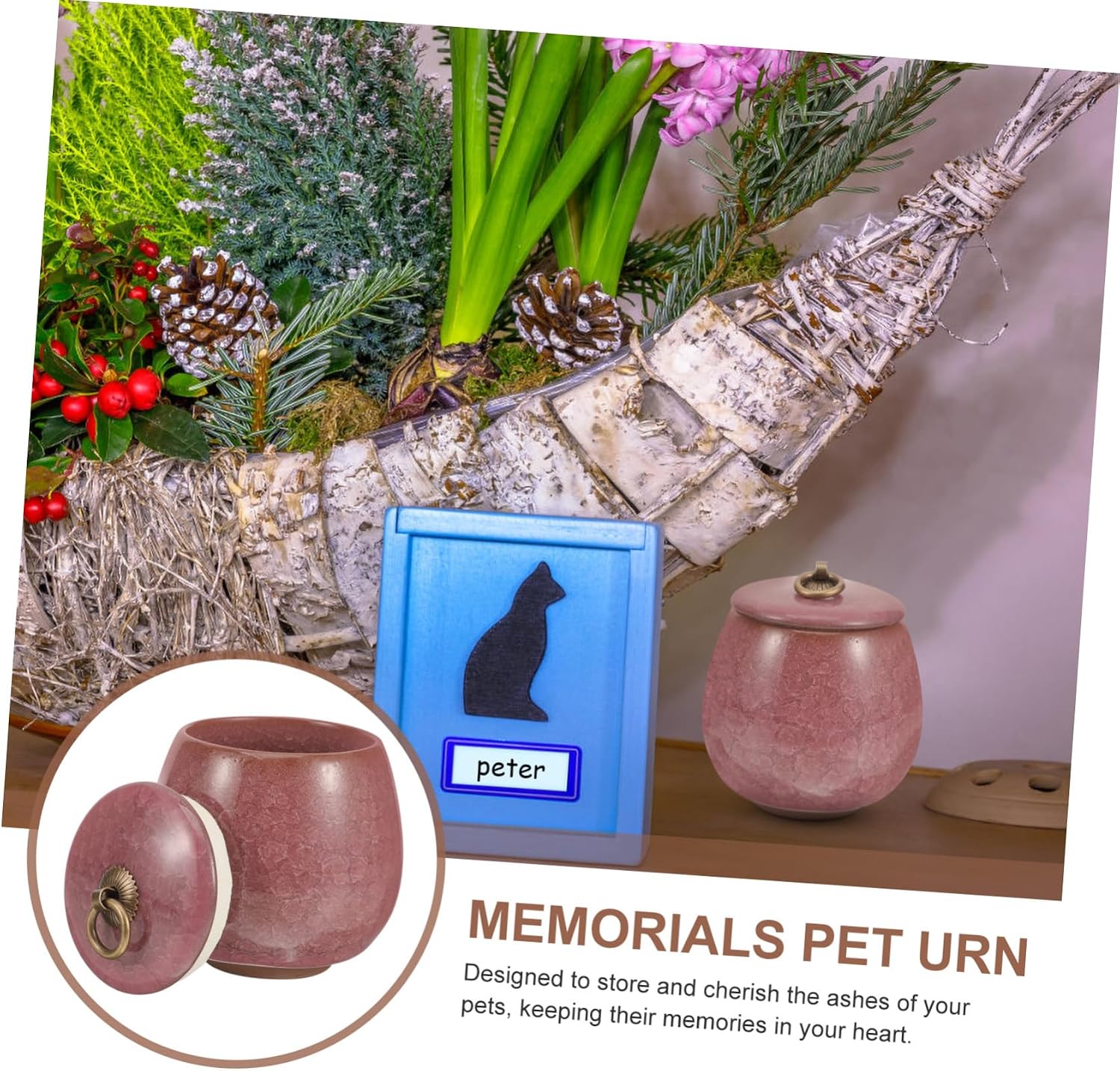 Happyyami Small Ceramic Pet Cremation Urn for Dog and Cat Ashes Airtight Memorial Keepsake Box Miniature Urn for Ash Storage Compact and Portable Pet Holder