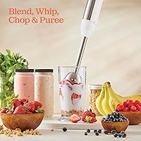 Vista 7 de Potente batidora de inmersión, batidora de mano eléctrica de 500 vatios con modo turbo, base desmontable. Batidora de cocina de mano para sopa