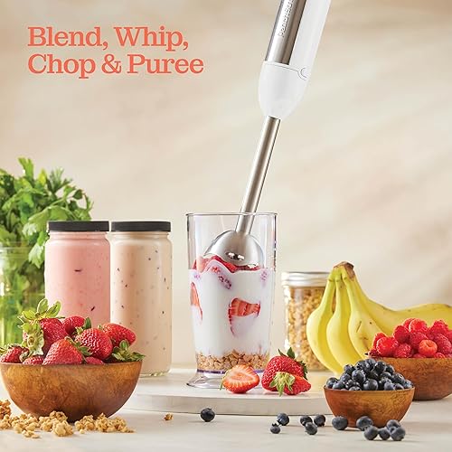 Miniatura 7 de Potente batidora de inmersión, batidora de mano eléctrica de 500 vatios con modo turbo, base desmontable. Batidora de cocina de mano para sopa