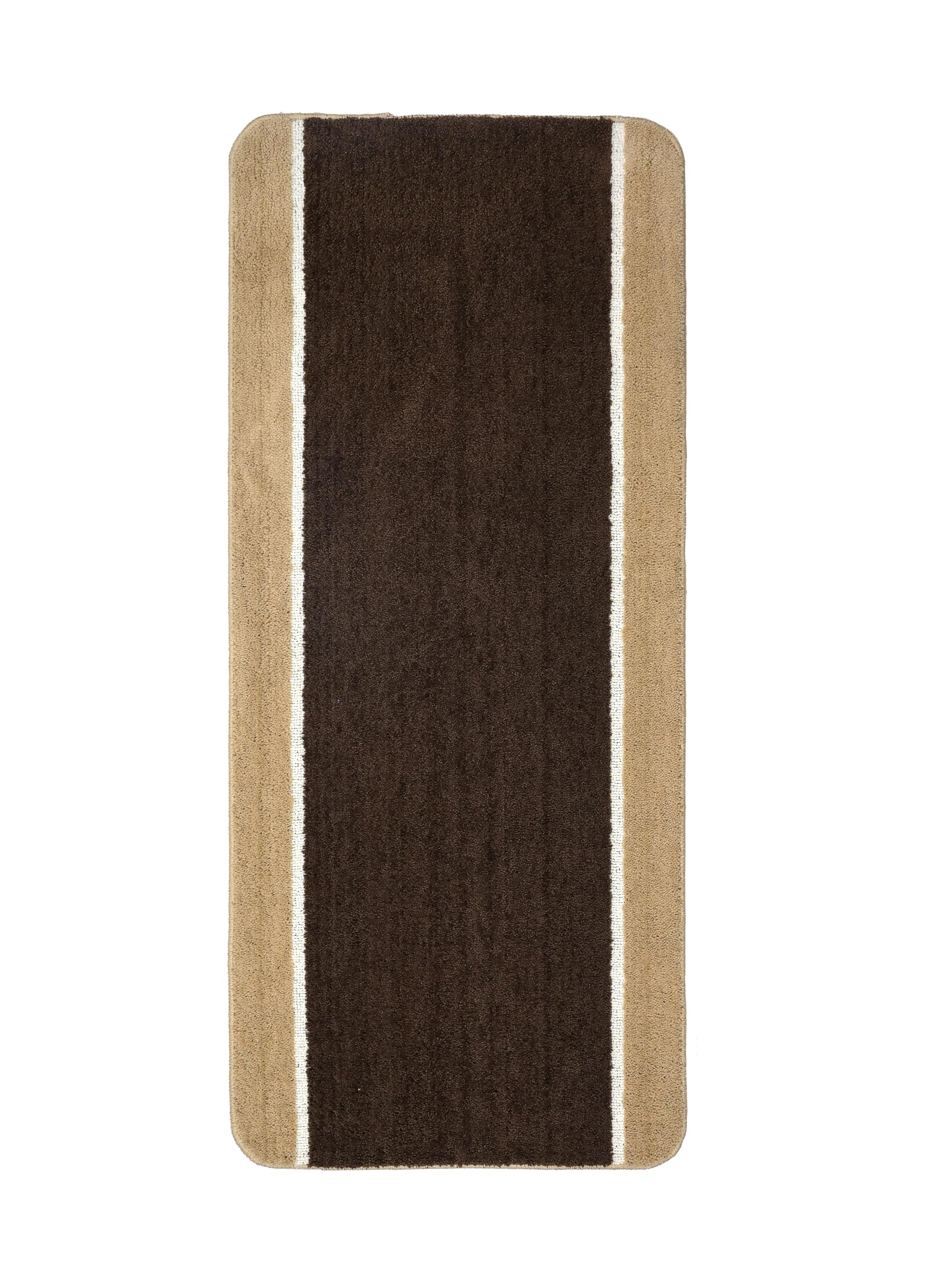 Saral Home Soft Microfiber Anti-Skid Rectangulat Colorblock Runner | Washable, Non-Slip & Quick-Drying Rugs for Home/Kitchen | Soft & Super Absorbent Mats for Shower, Set of 2 (Brown, 60X140 CM)-picture-10