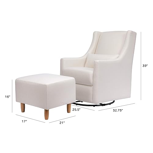 Miniatura 10 de Babyletto Toco - Planeador giratorio tapizado y otomana estacionaria en boucle negro y blanco certificado Greenguard Gold y CertiPUR-US Boucle