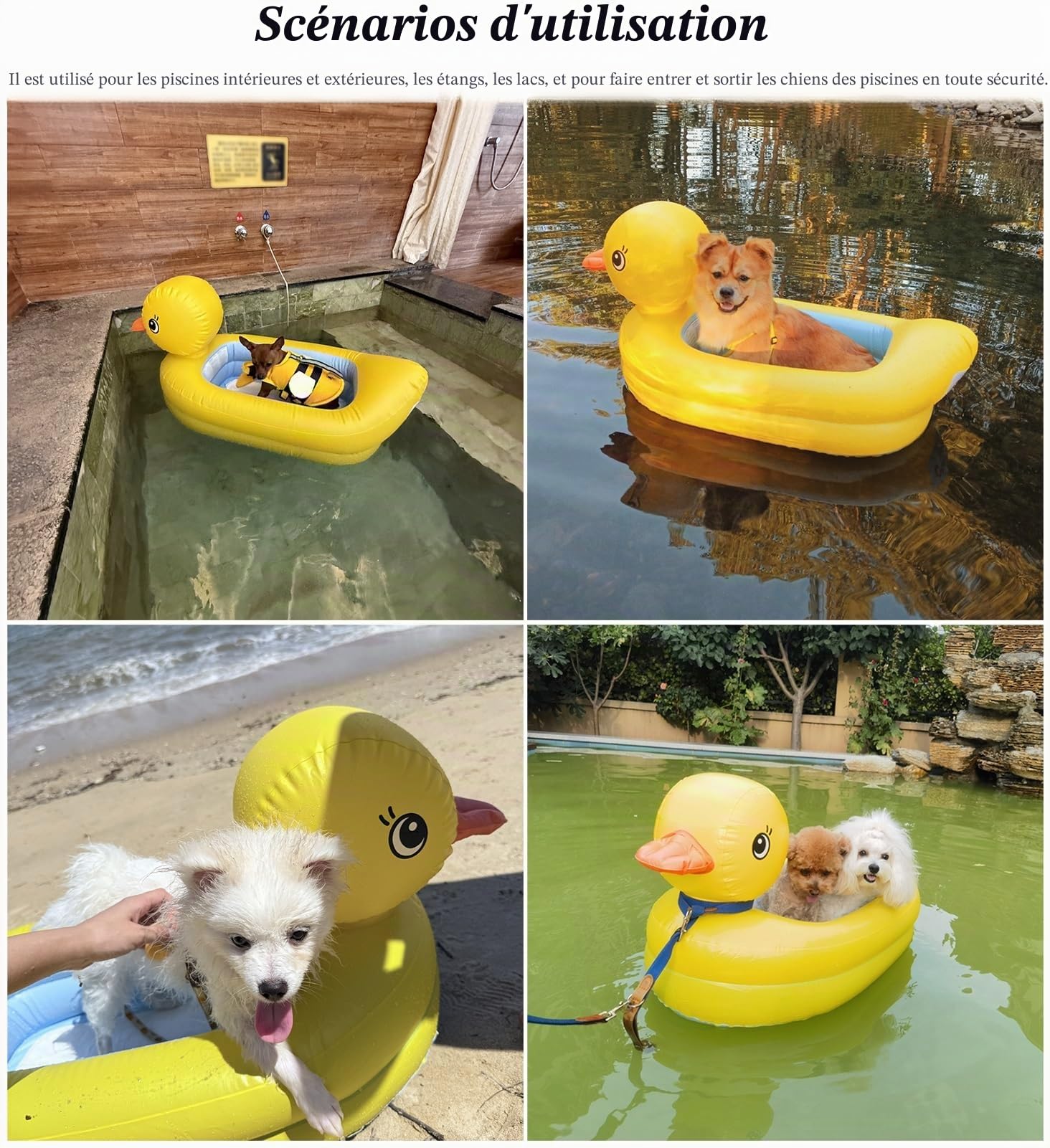 Rampe d'eau pour Chien Matelas Flottant Jaune pour Chien avec Pompe, Extérieur Bateau Gonflable pour Petit Chien pour Piscine Lac Rivière, Plateforme Flottante Portable pour Chiot