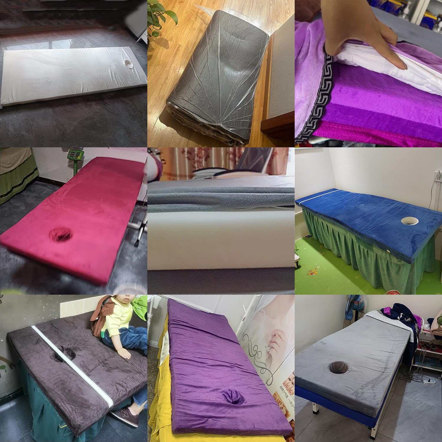 Table De Massage Surmatelas, Matelas De Lit De Salon Beauté pour Esthéticienne, Mousse À Mémoire De Forme, 70x185cm 8cm, Gray