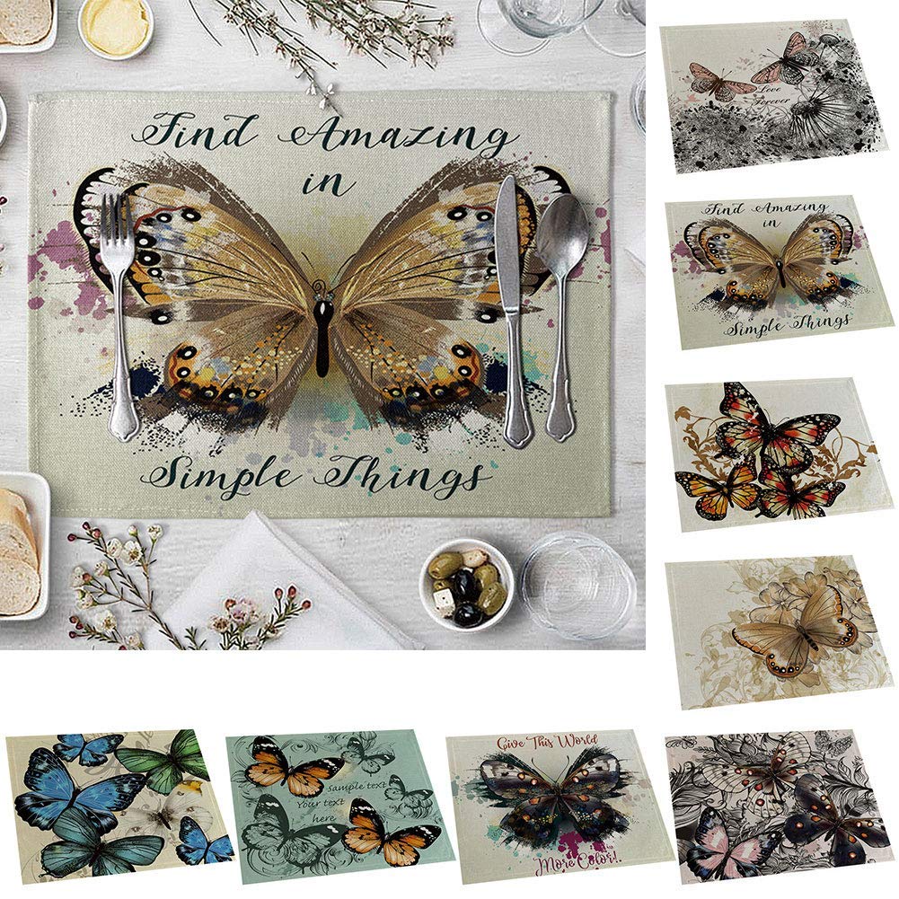 Tovaglietta rettangolare con stampa farfalla 42x32 cm, sottobicchieri antiscivolo sottobicchieri con isolamento termico (1# taglia unica)