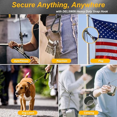 Miniatura 7 de 8 mosquetones con clip de resorte  M5 de 1.97 pulgadas, ganchos de presión resistentes de enlace rápido para senderismo, camping, pesca, columpio,