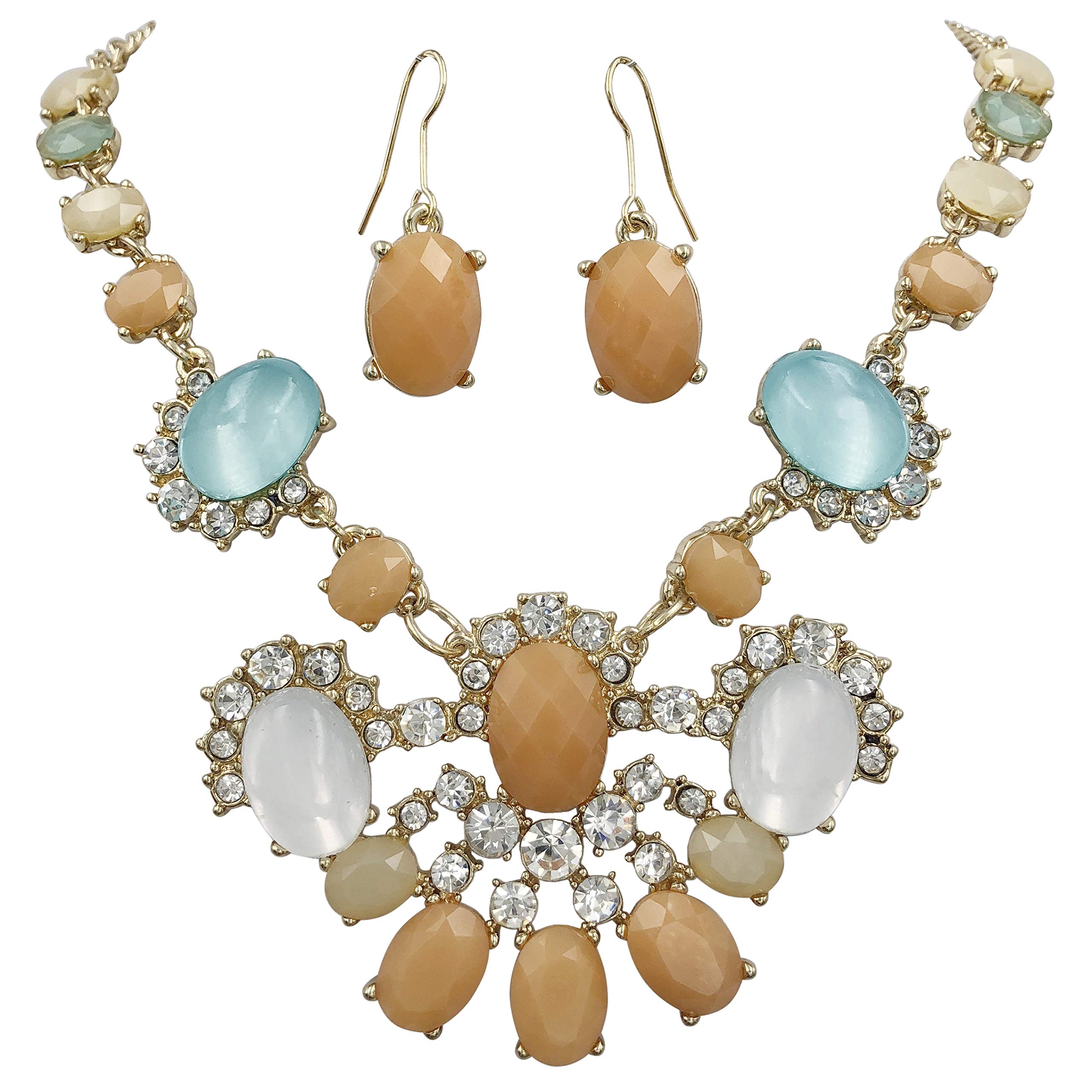 Gypsy Jewels Bold Statement Unique Funky Chunky Big Large Popular Necklace & Earrings Set