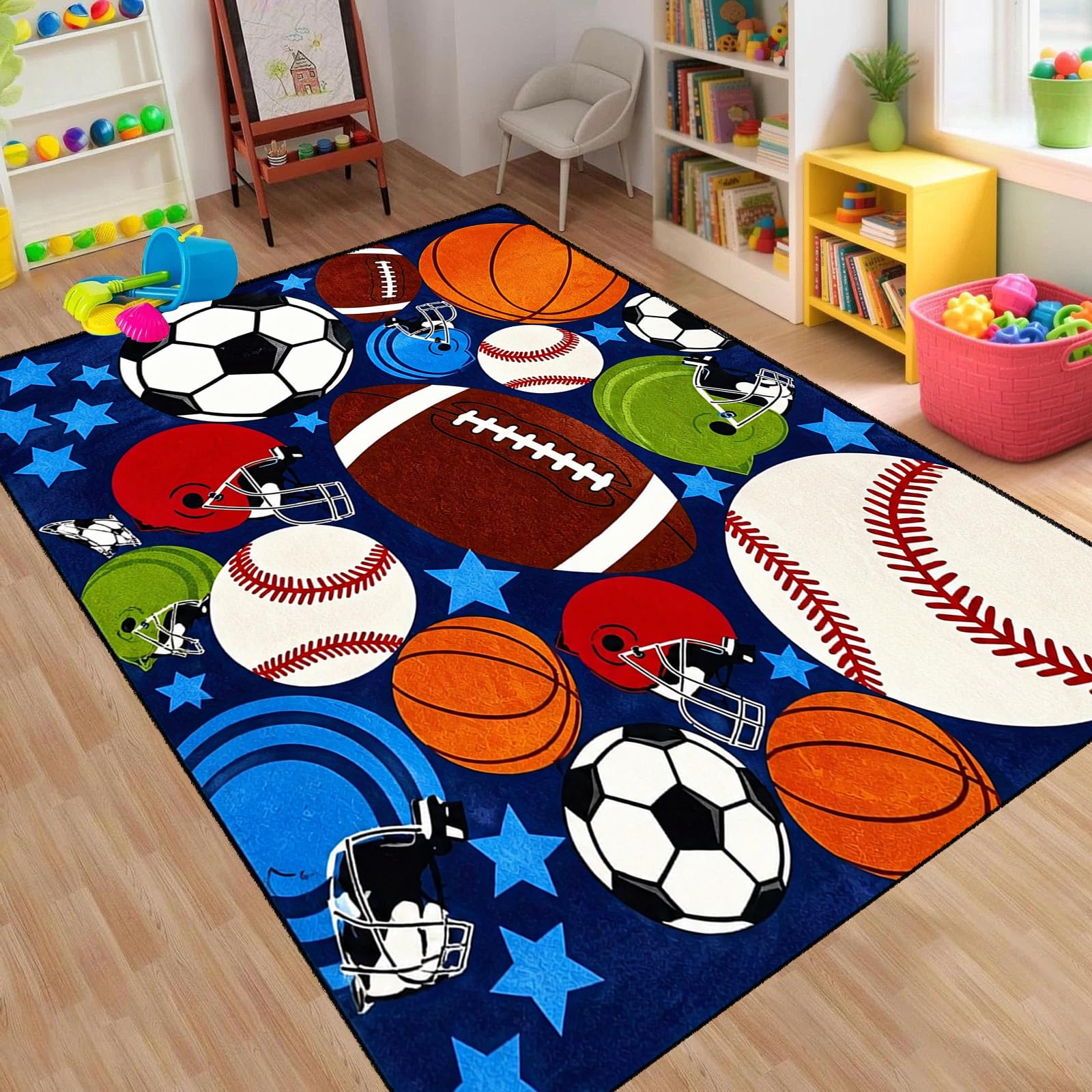 MUOUCTE Multi Sports Area Rug Football Basketball Carpet 180x260cm