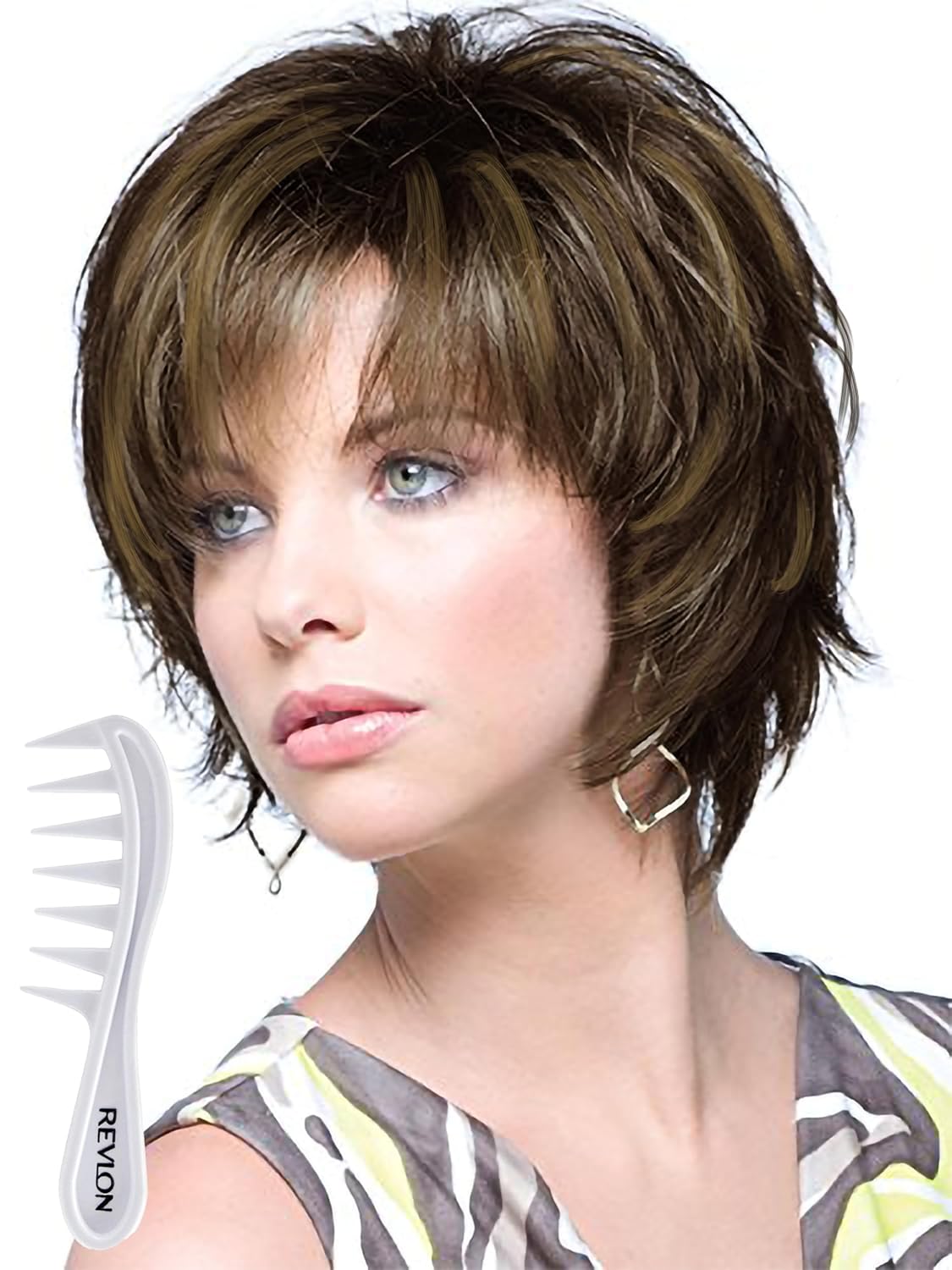 Noriko Sky Synthetic Wig by Rene of Paris and Wig Lift Comb - Toasted Brown - Bundle 2 Items