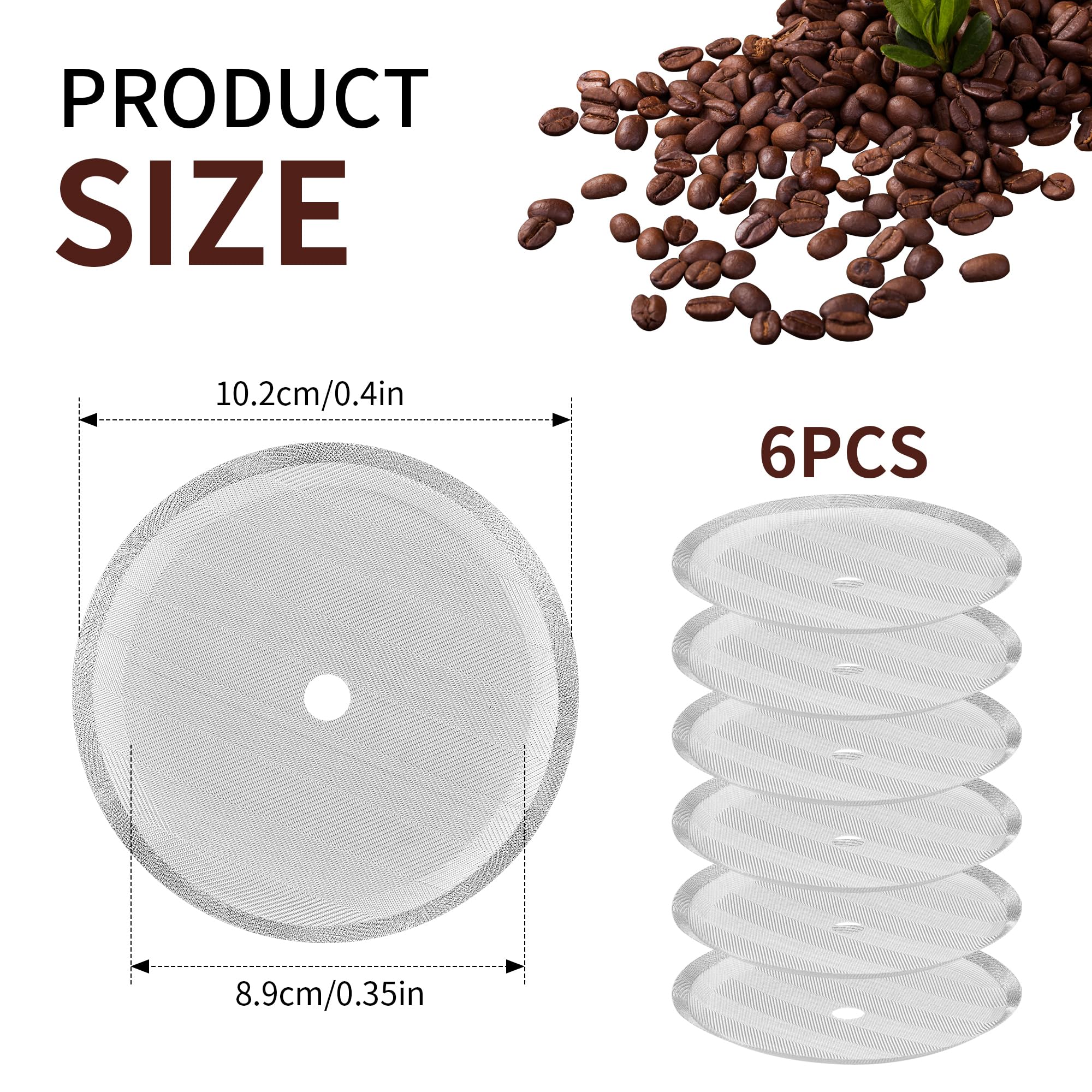 Vervangende filterzeef voor koffiepers, 6 stuks French Press zeef, roestvrij stalen mesh-vervanging voor 1000 ml/1 liter draagbare afneembare koffiepot Netfilter accessoires