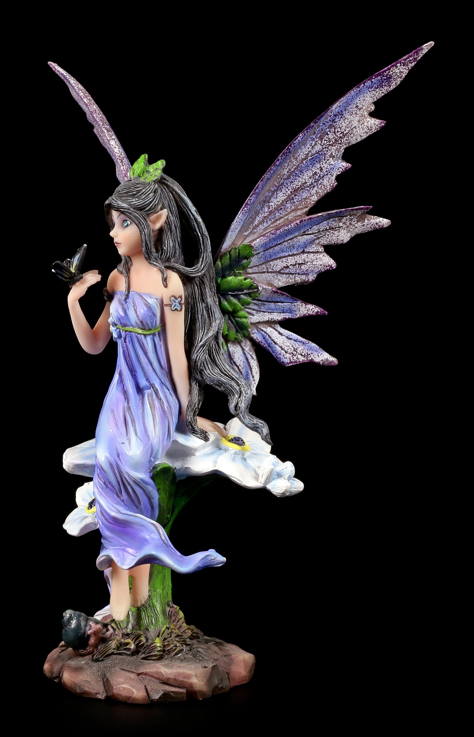 Frühlings Elfen Figur mit Schmetterling - Feen Fantasy Elfenfigur Deko Flügel