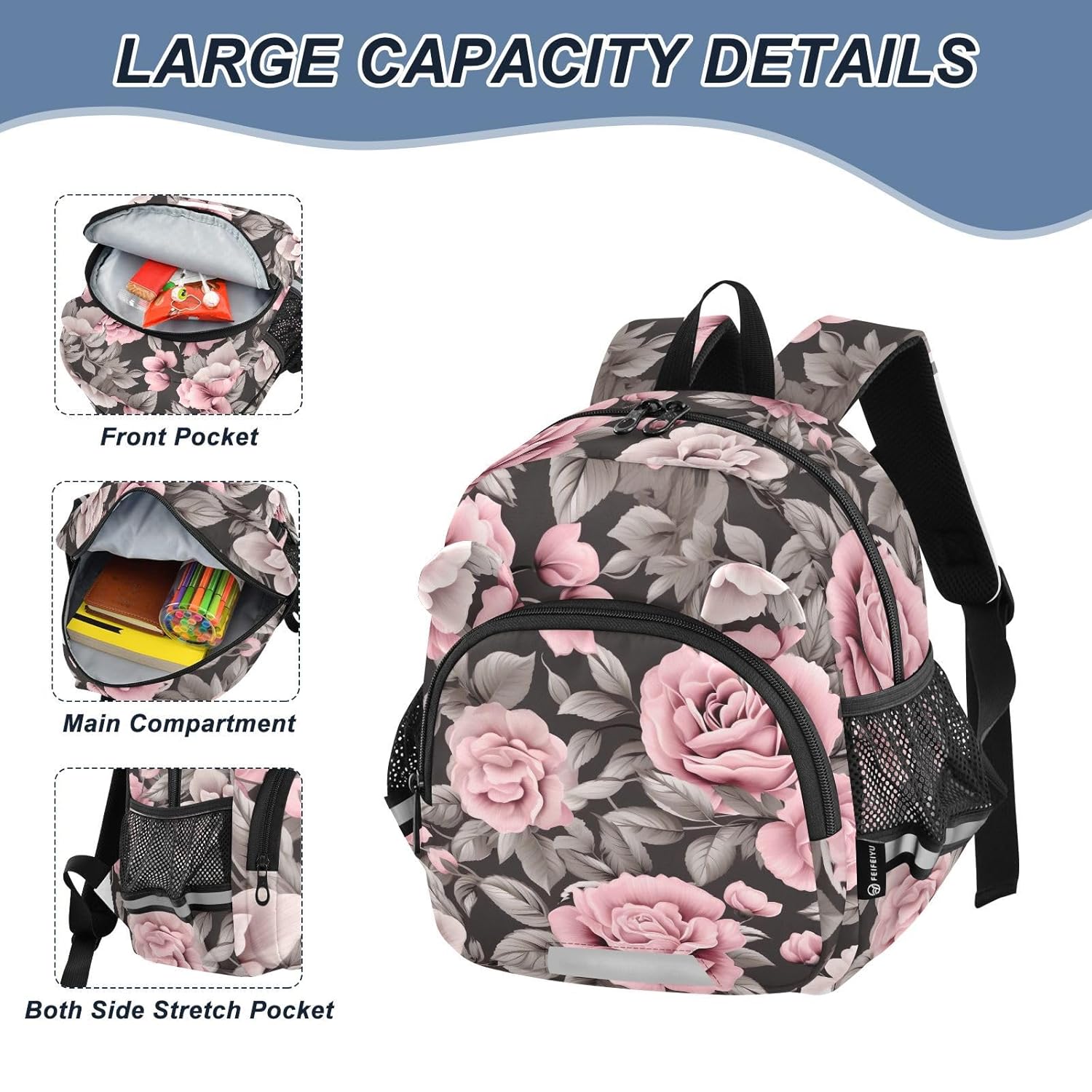 Watercolor Floral Flowers Toddler Harness Backpack for Boys Girls 3-6 Years Kids Backpack with Anti Lost Safety Leash Baby Travel Bag for Travel Walking Preschool