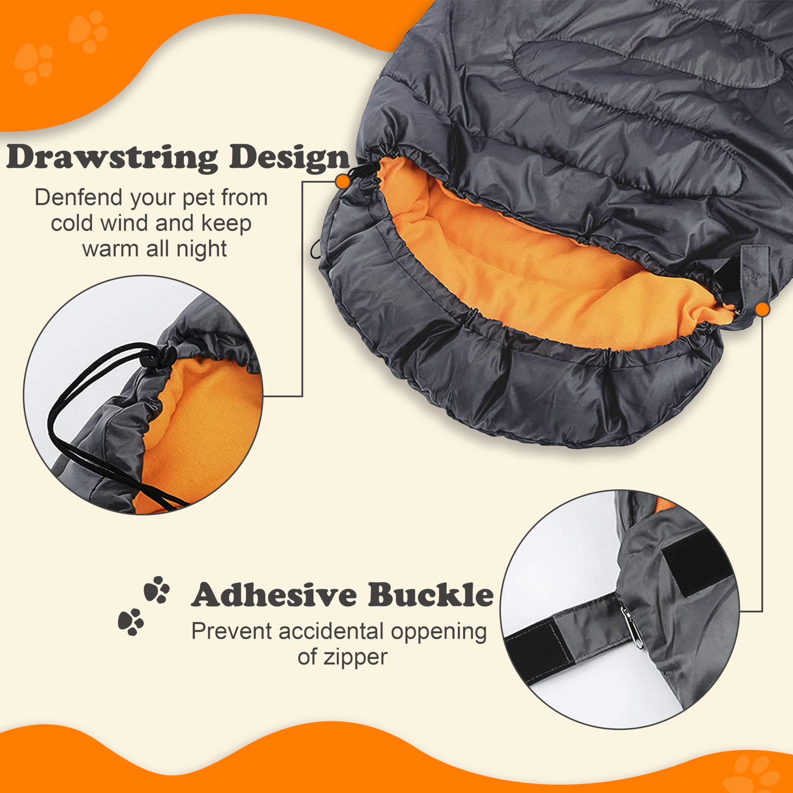 SILANON Hundeschlafsack, wasserdicht, warm, verstaubar, für Reisen, Camping, Wandern, Rucksackreisen (Orange)