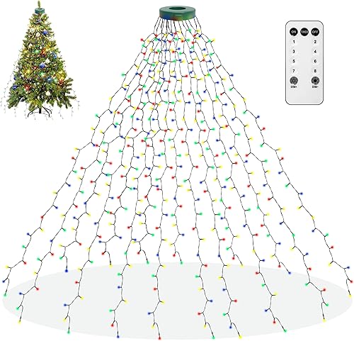 ANEEWAY Luces Exterior, 16x2m 400LED Guirnalda Arbol Navidad IP55 Impermeable Función de Memoria 8 Modos Cadena luz Deco