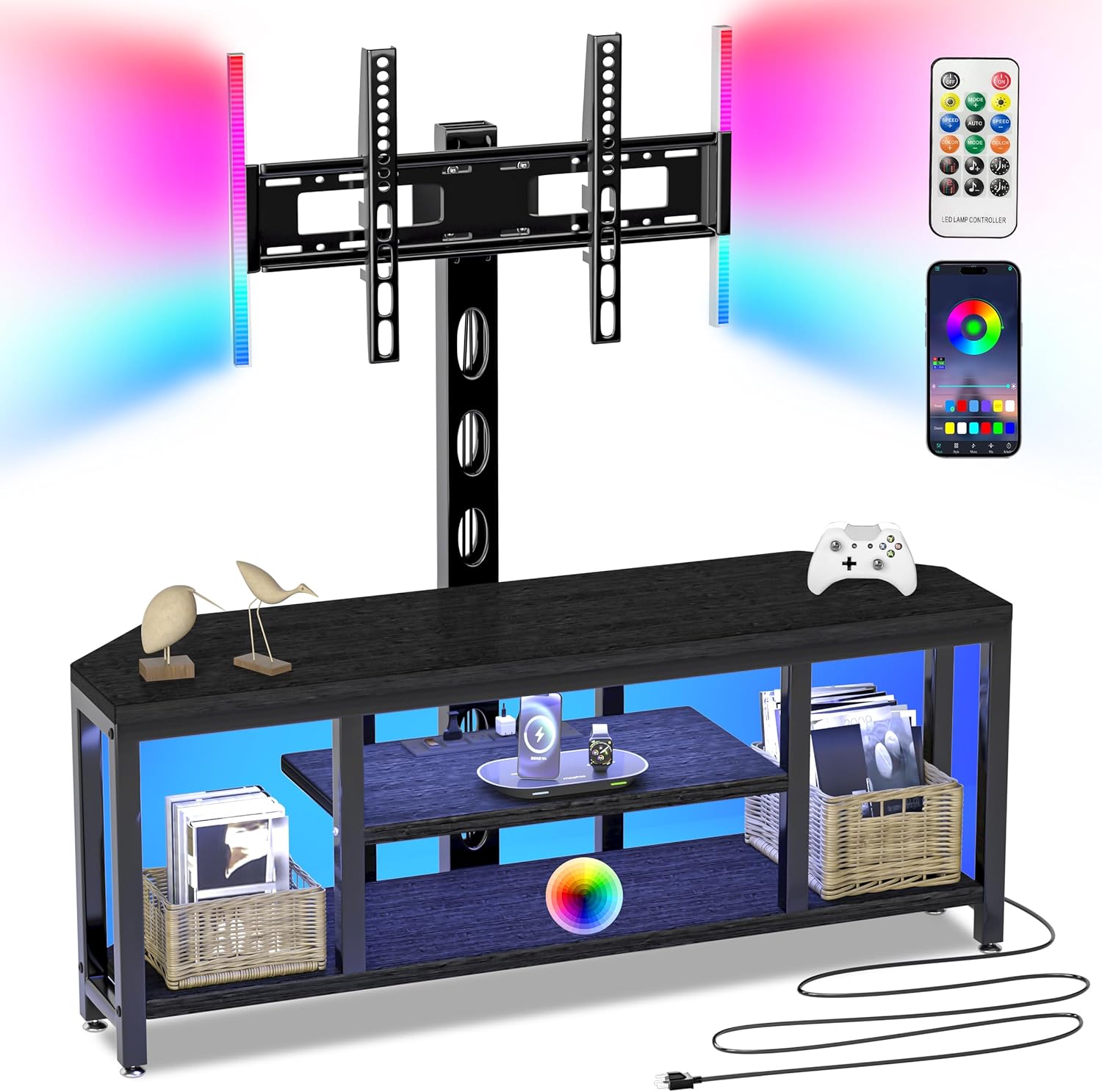 EVAWOO Corner TV Stand LED, Universal TV Mount Stand for 32