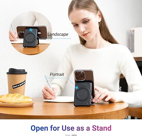 Miniatura 5 de PROfezzion 2 en 1 para soporte de cartera MagSafe, tarjetero magnético con bloqueo RFID, compatible con 4 tarjetas, cartera rígida desmontable para