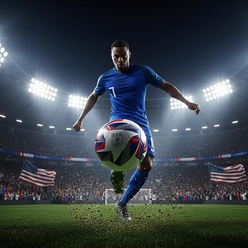 Miniatura 7 de GX USA - Balón de fútbol, talla 5, pelota de entrenamiento y partido, blancorojoazul