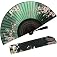 Zolee Small Folding Hand Fan - Chinese Japanese Vintage Bamboo Silk Fans - for Dance, Performance, Decoration, Wedding, Party