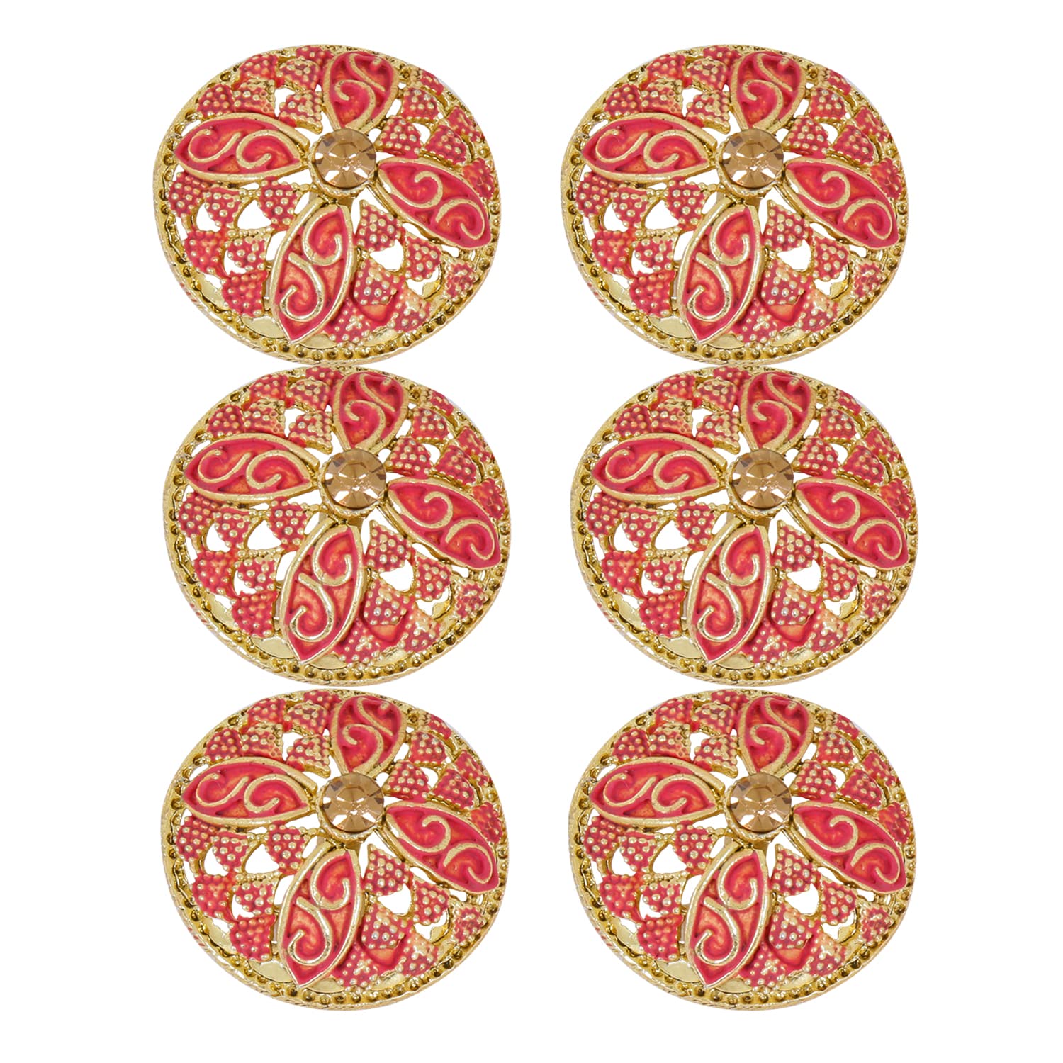 TRIPIN Antique Alloy Round Button for Coat Blazer Suit, Sherwani and Indian Dresses Sports Coat Uniform Jacket Beautiful Ethnic Classy Design (Pcs - 6) (Golden RED)-picture-29