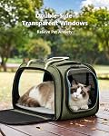 Pecute Bubble Cat Carrier with Clear Window for Cats and Puppy, Green,L | 4-way opening breathable mesh, lockable zippers & washable mat, travel carrier bag