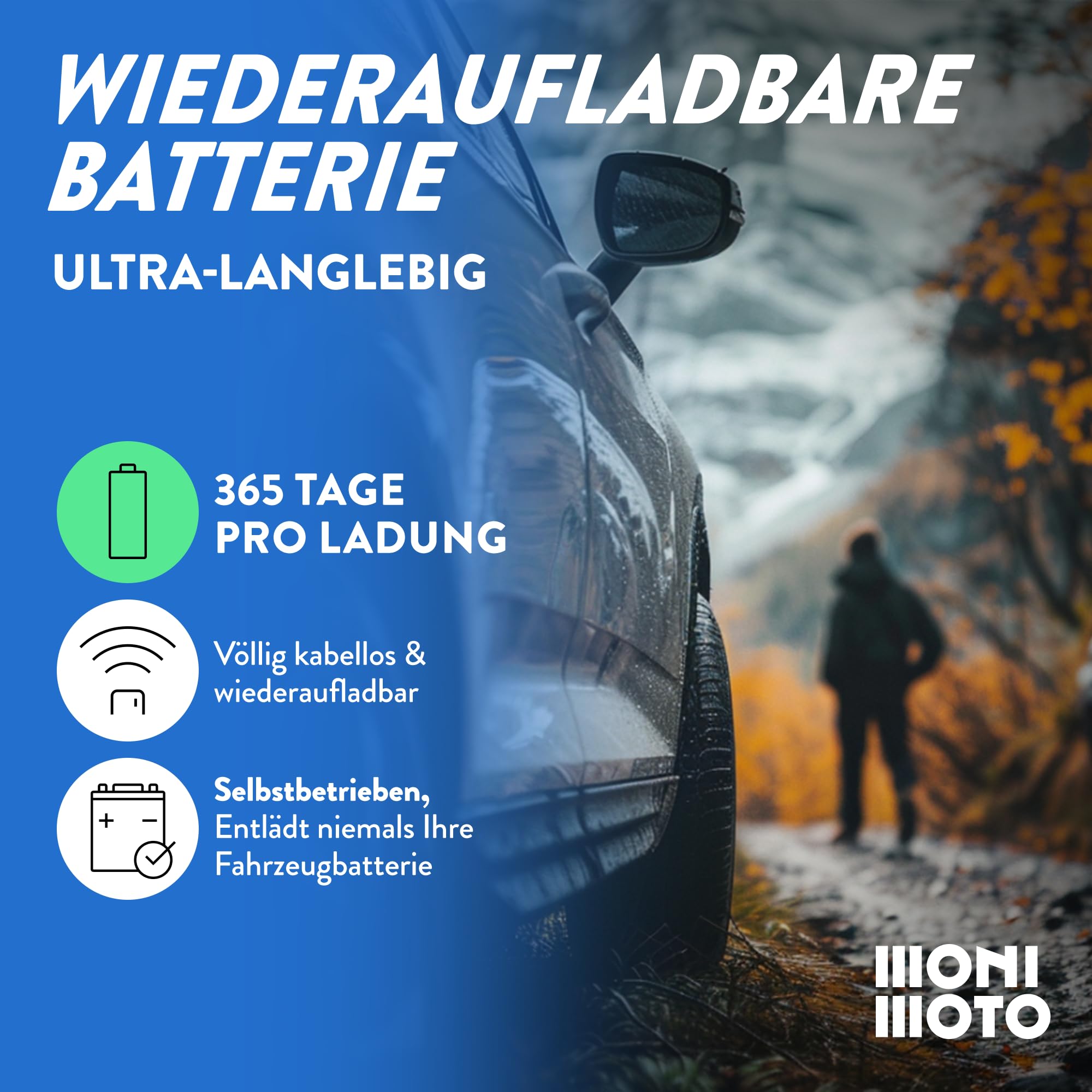 Monimoto 9 Anti-Diebstahl GPS und Alarm Tracker DIY-Installation, Keine Verkabelung, wasserdicht, globale Abdeckung - Smart GPS-Tracker für Motorräder, Autos, Fahrräder, ATVs, Boote, Wohnmobile