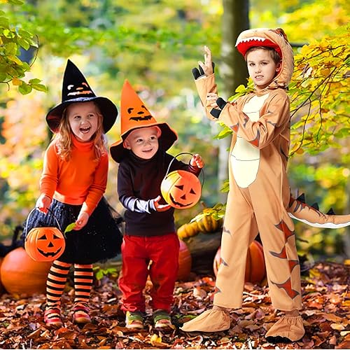 Miniatura 5 de Acekid Disfraz de dinosaurio para niños, disfraces de Halloween para niños y niñas, disfraz de T-Rex para Halloween truco o trato