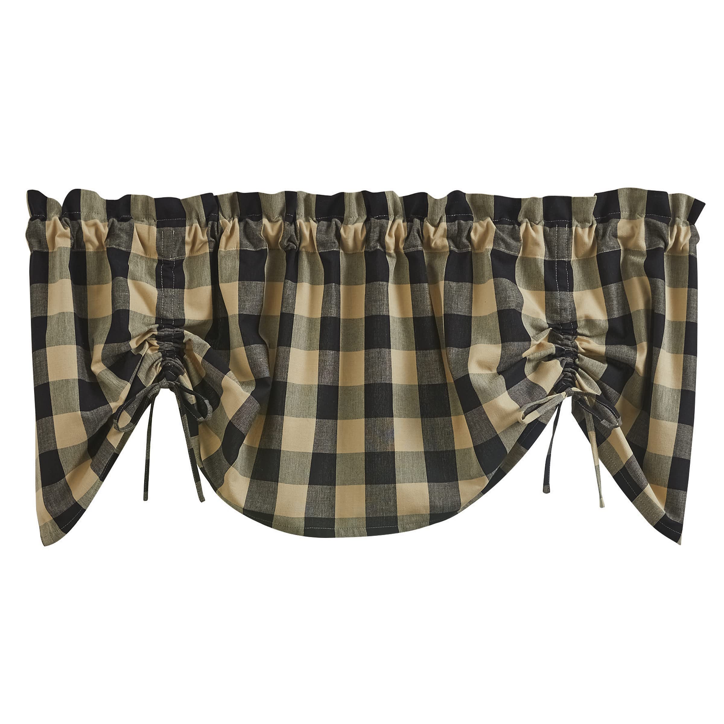 Park Designs Buffalo Check Lined Farmhouse Black Valance 60"