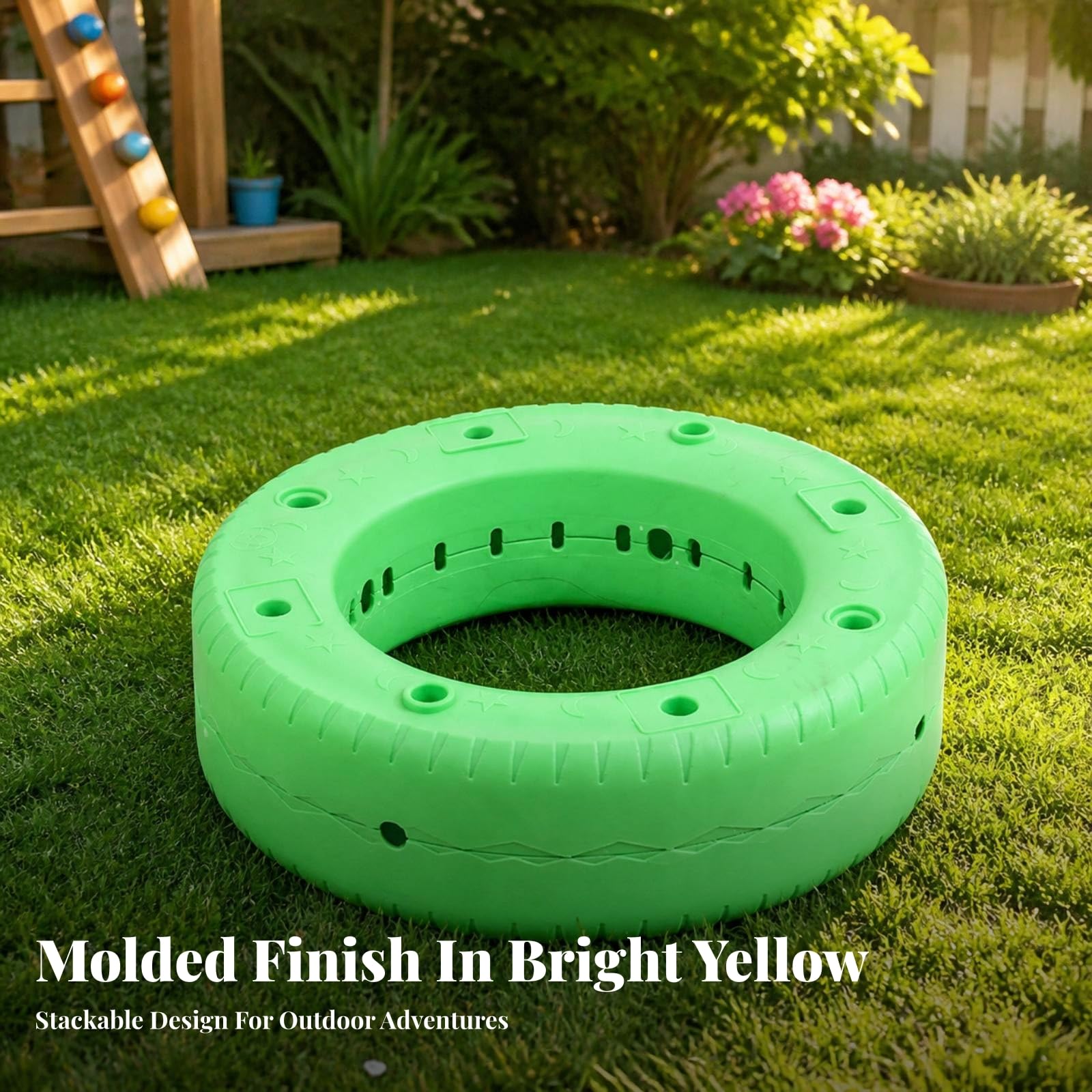 Sitzreifen mit Drainagelöchn strapazifähig Gartenreifen mit Lochung wettfest Sitzring für Kind, Gartenbesitz, Spielplatz, Gartendekoration, Gelb