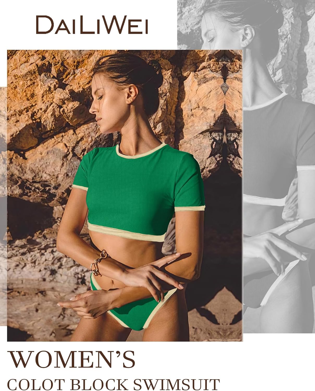 DaiLiWei Two Piece Tummy Control Swimsuits for Women Cheeky Bikini Sets Modest Bathing Suit High Neck Swim Suits Teens - Image 6