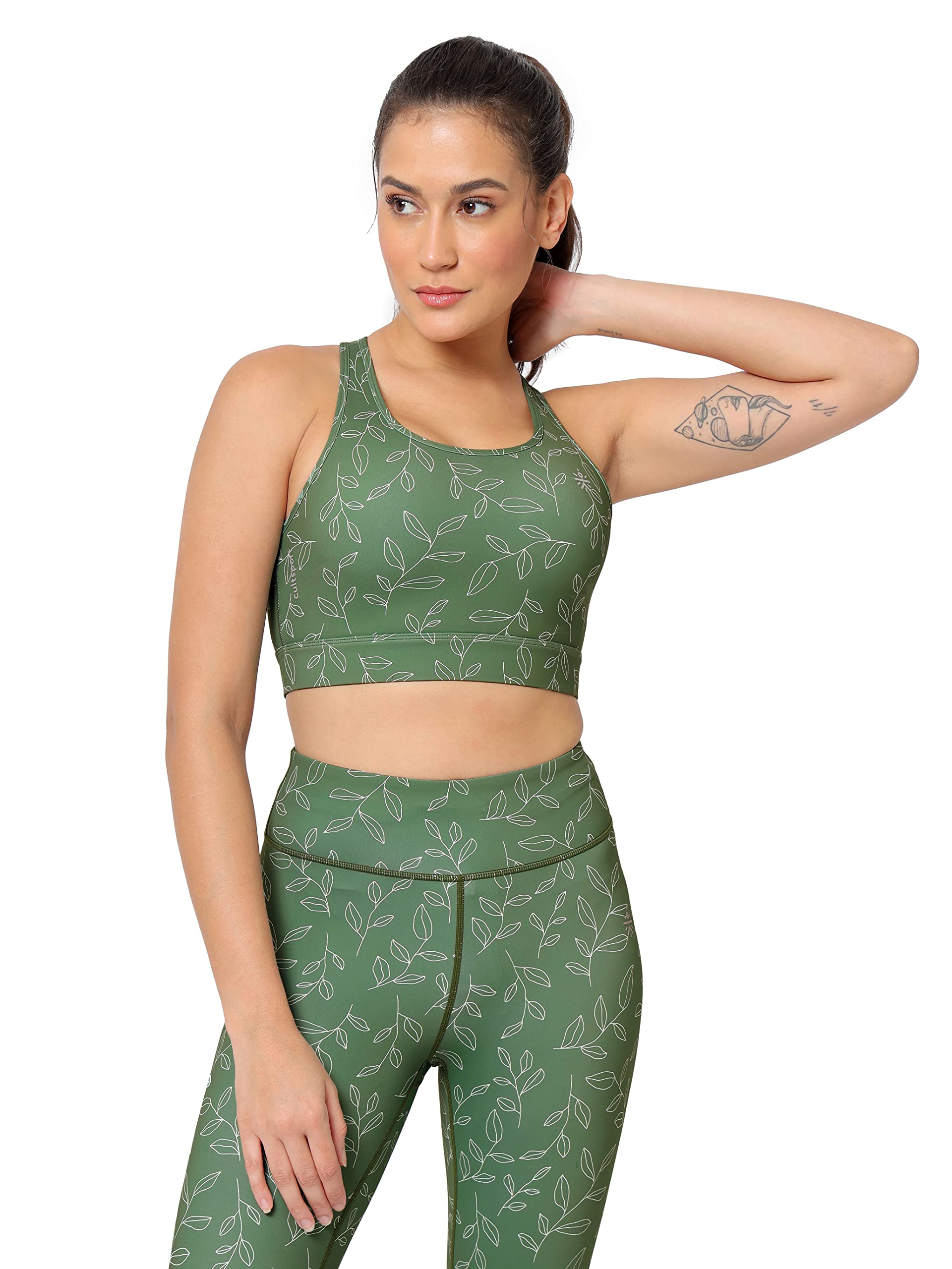 Medium Impact Printed Sports Bra | Compression Fit | Slip-On | Full-Coverage | Removable Cups-image-10