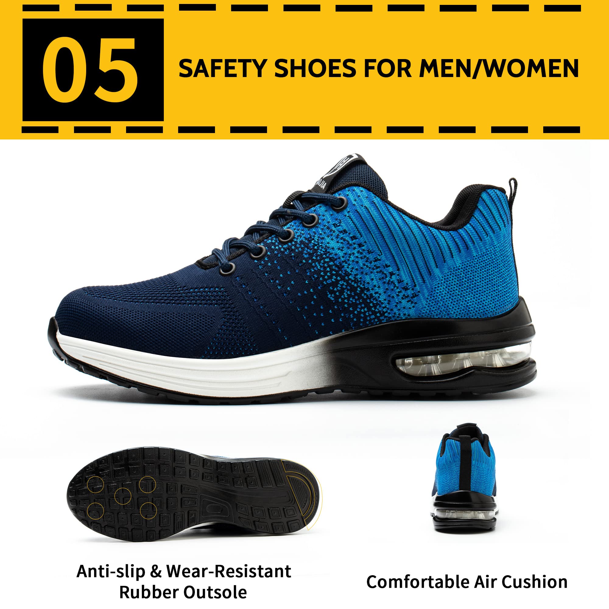 Scarpe Antinfortunistiche Scarpe da Lavoro Scarpe Sportive Leggere con Punta in Acciaio Sneakers Traspiranti con Puntale in Acciaio Uomo o Donna Taglia 35-46