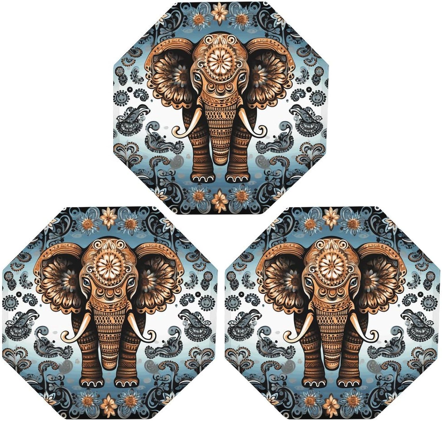 Ctagon Metal Sign for Home, Modern Display Plate for Kitchen, Elephant Pattern Plates Accent Hanging Wall Decorations 3PCS for Living Room, Bedroom, Hallway, Hotel
