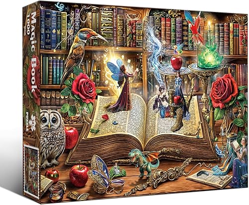 Miniatura 2 de Rompecabezas de libro mágico, rompecabezas de 1000 piezas para adultos, juego de rompecabezas familiares, divertido relajante desafiante,
