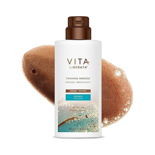 VITA LIBERATA Mousse autobronceador tintado, fórmula mediana, ligera y de secado rápido, tintada para una fácil aplicación, bronceado duradero,