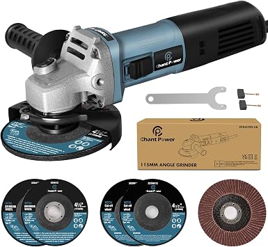 C P CHANTPOWER 115mm 900W Corded Angle Grinder Power Tool with 5X Wheels