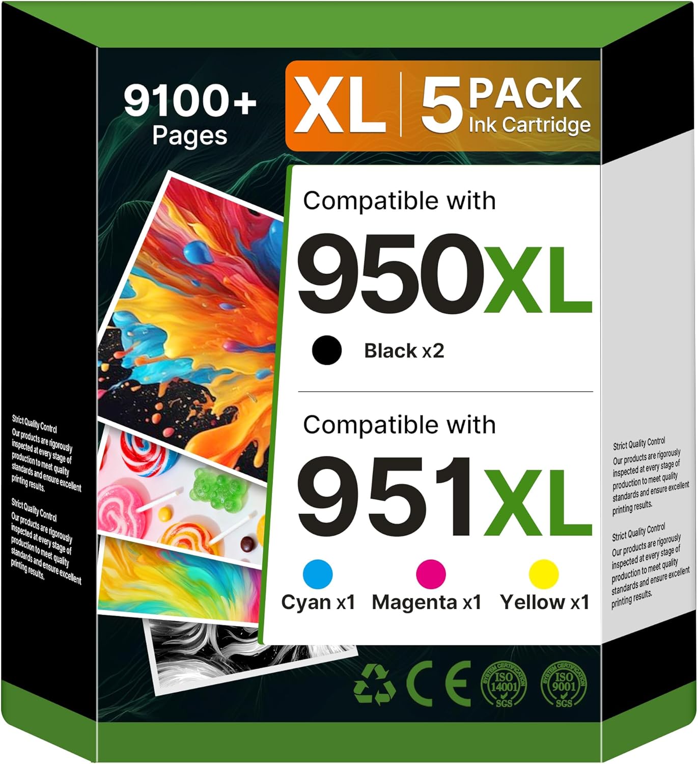 950XL and 951XL Ink Cartridges Combo Pack Replacement for HP 950 951 / 950XL 951XL Ink Cartridges Compatible for HP OfficeJet Pro 8600 8610 8615 8620 8100 8630 8660 8640 276DW 251DW (5 Pack 950 951XL)